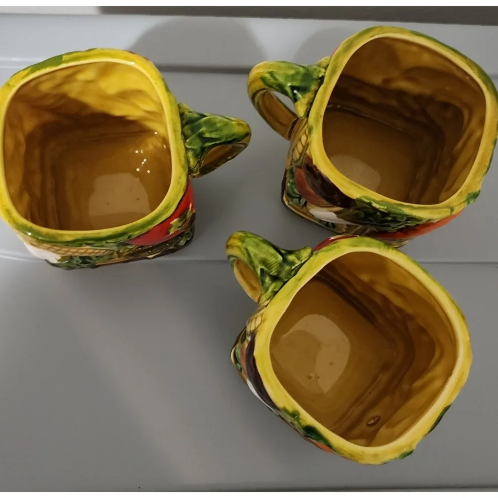 New Trends vintage set coffee cups mugs 3d vegetables square Japan - Picture 2 of 3